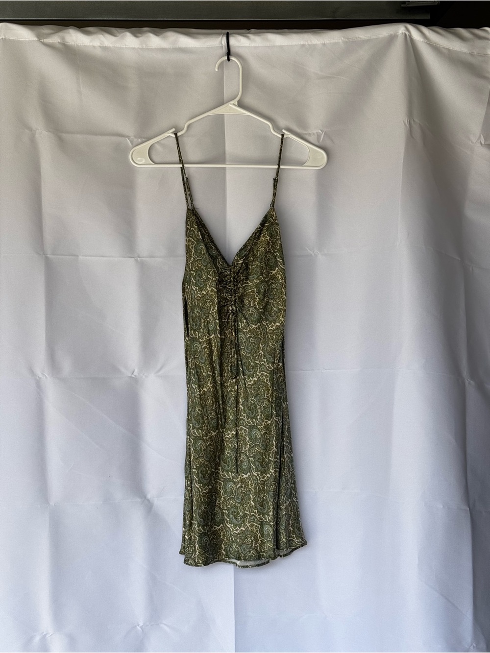 Zara Olive Green Printed Slip Mini Dress